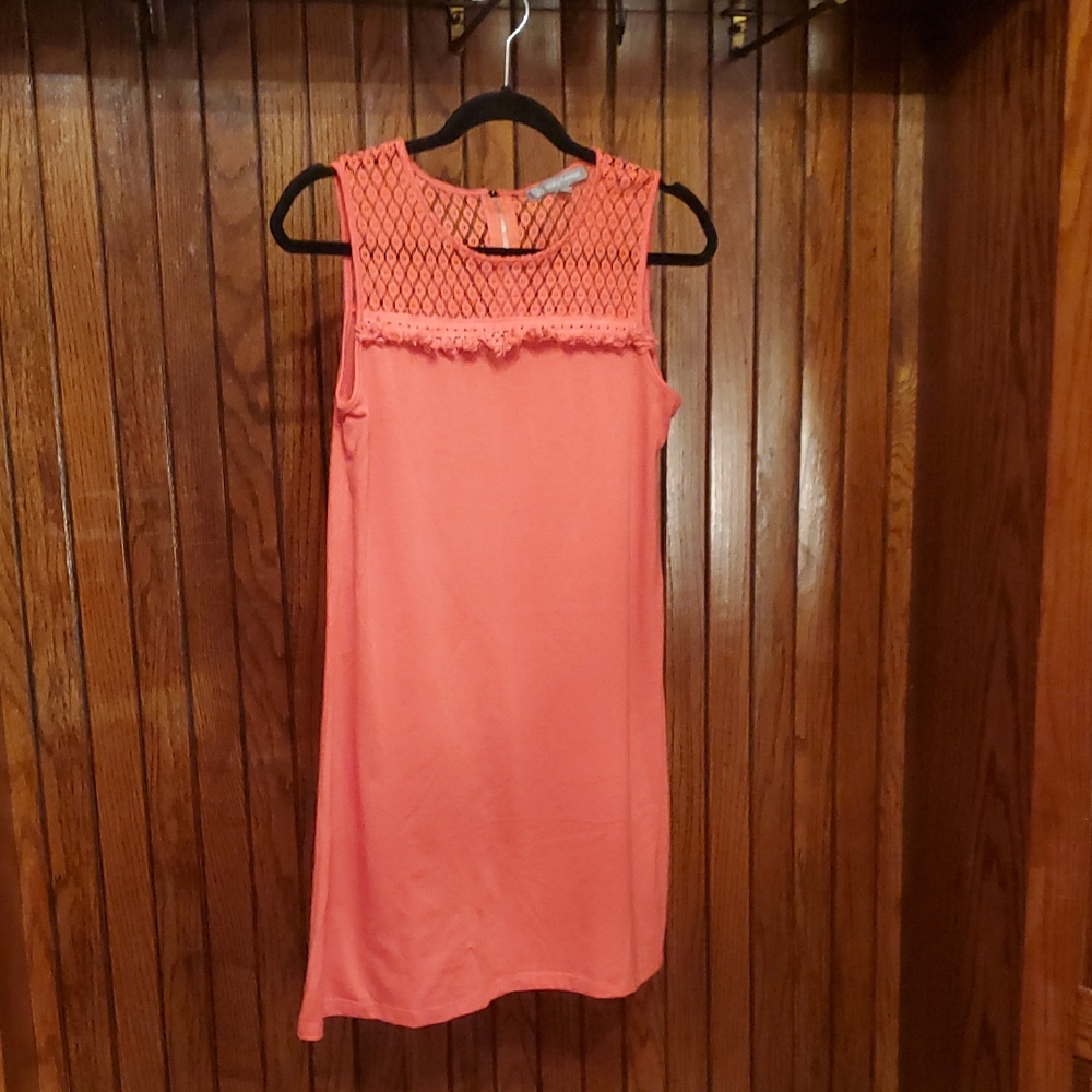 DAISY FUENTES SIZE SMALL Sleeveless Coral Lace Dress